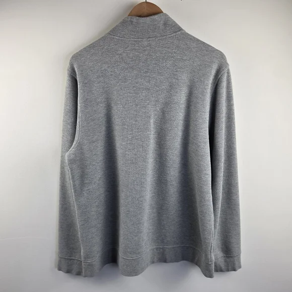 Brooks Brothers Sweater Mens Large Heather Grey 1/4 Zip Pullover Solid Logo - Picture 2 of 9